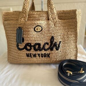 Coach | Bags | Coach Hamptons Weekend Straw Tote Bag Legacy